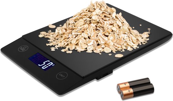 Balance de cuisine numérique de précision Pumpify - Balance de Cuisine - 1 gramme à 15 kg - Fonction tare - Résistante à l'eau - Zwart