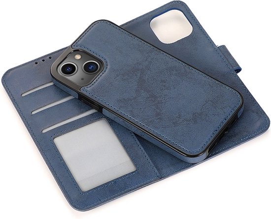 Mobiq - Étui portefeuille magnétique 2 en 1 iPhone 14 Plus - bleu foncé