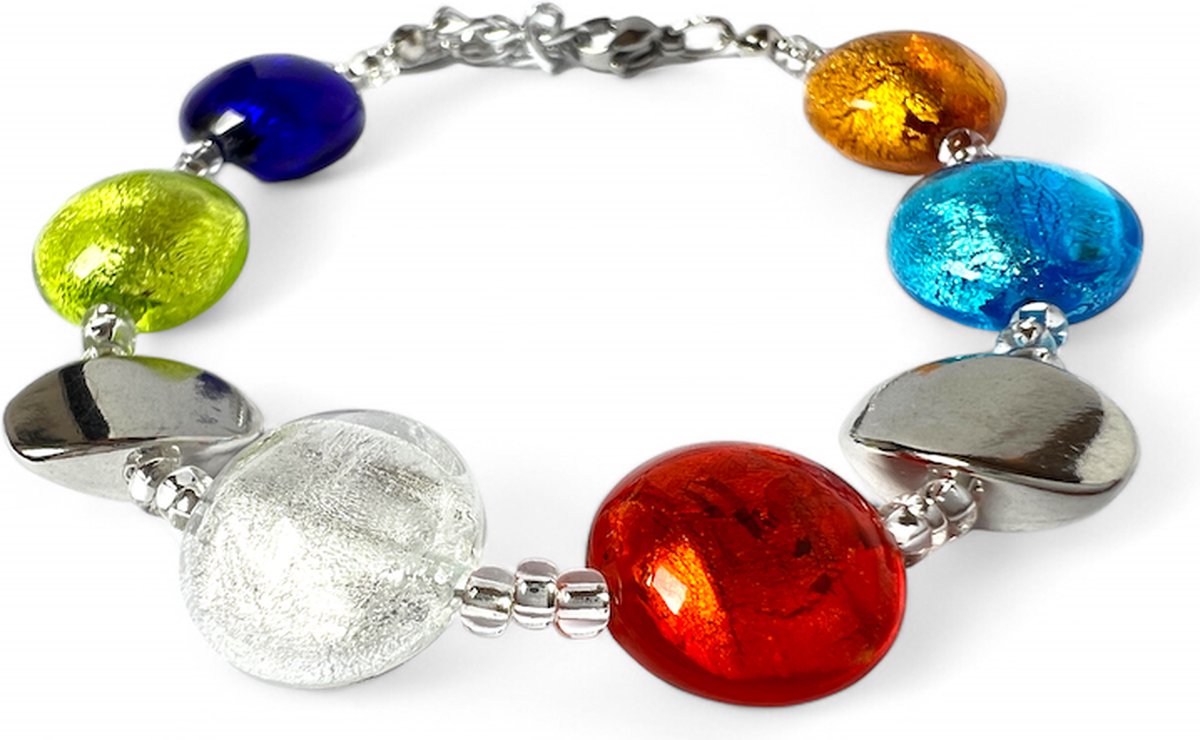 Corte Murrina - Armband - Murano glas - Sienna – 21cm – Multicolor - Exclusief bij Bella Murano