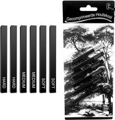 Bol.com Complete Houtskooltekeningen Set - Houtskoolstiften en -potloden - Diverse Hardheden - Gummen en Blending Tools - Kunste... aanbieding