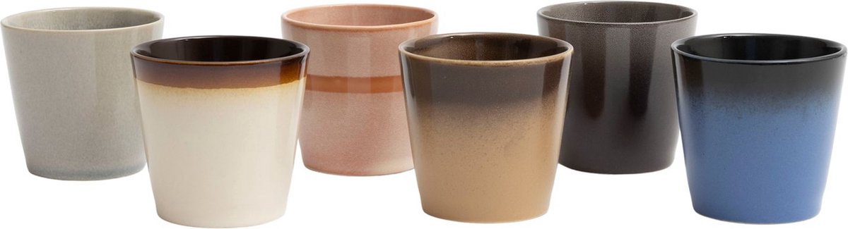 Dutch Kitchen Koffiekopjes Earth 200 ml - 6 stuks - zonder oor - hip en trendy