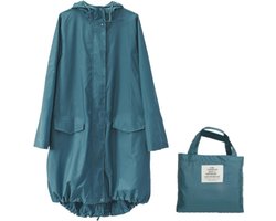 opvouwbare regenjas- waterdicht-met gratis draagtas- One Size- oceaanblauw