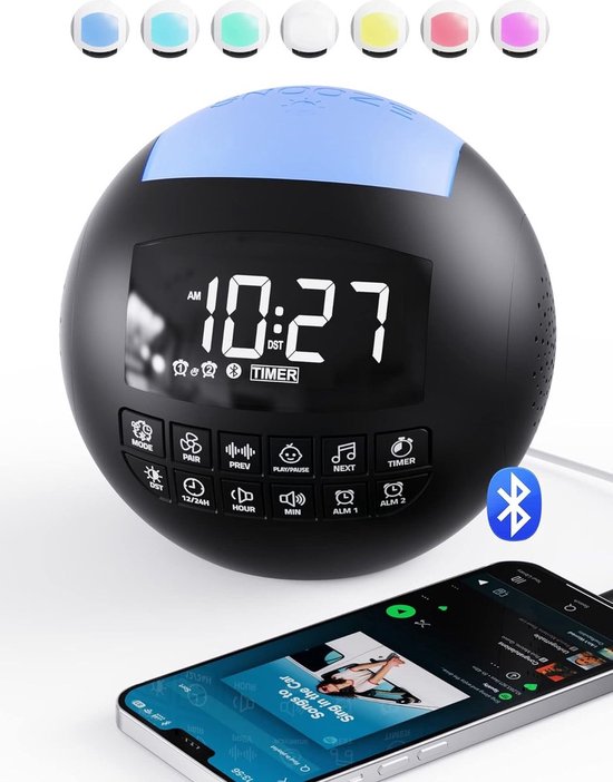 APUZOM Bluetooth Speaker with Light, Christmas Gifts, Alarm Clock with