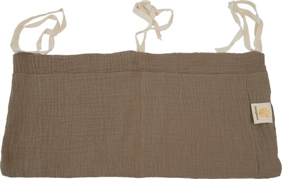 Coffret organisateur Honeybears bébé - Coffret rangement - Sac parc - Sac de rangement 100% coton bio - Cadeau maternité - Marron - 20 X 39 CM