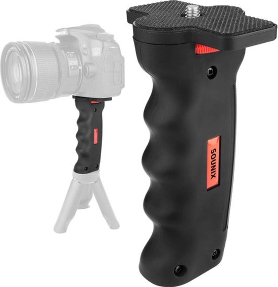 Sounix Handgreep Stabilisator voor Camera met 1/4" inch - Greep Voor GoPro - Houder geschikt voor DSLR Camera - Zwart