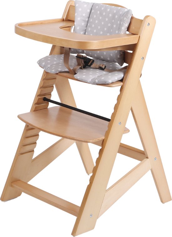 Chaise de culture en bois Buxibo - Enfant avec plateau - Chaise haute réglable pour Comfort et - Design avec coussin 48-58-80 cm Bois