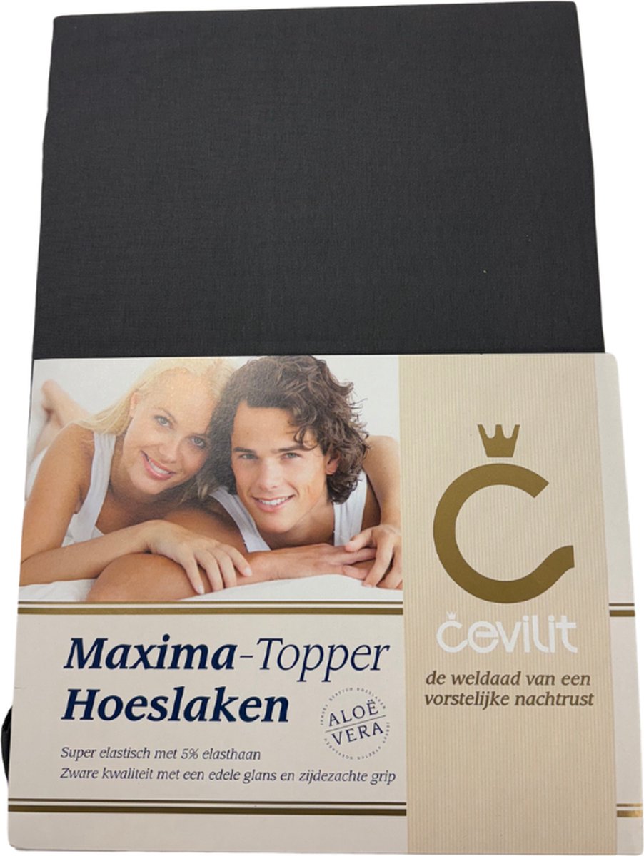 Cevilit – Maxima Hoeslaken Grijs – Voor toppers – Maat 120 t/m 140 x 220 – Aloë vera – Jersey Stretch – Extra Zwaar – Hoekhoogte ca 20cm - Zijdezachte grip – anti pilling - Strijkvrij - NR 526