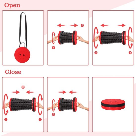 Draagbare telescopische kruk - inklapbaar van kunststof - opvouwbare zitting - voor vissen grillen kamperen - max. belasting 150 kg - rood/zwart Telescopic Stool — afbeelding 3