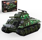 Mould King 20024 Militair Us Sherman M4 Tank Technische Afstandsbediening Ww2 Tank