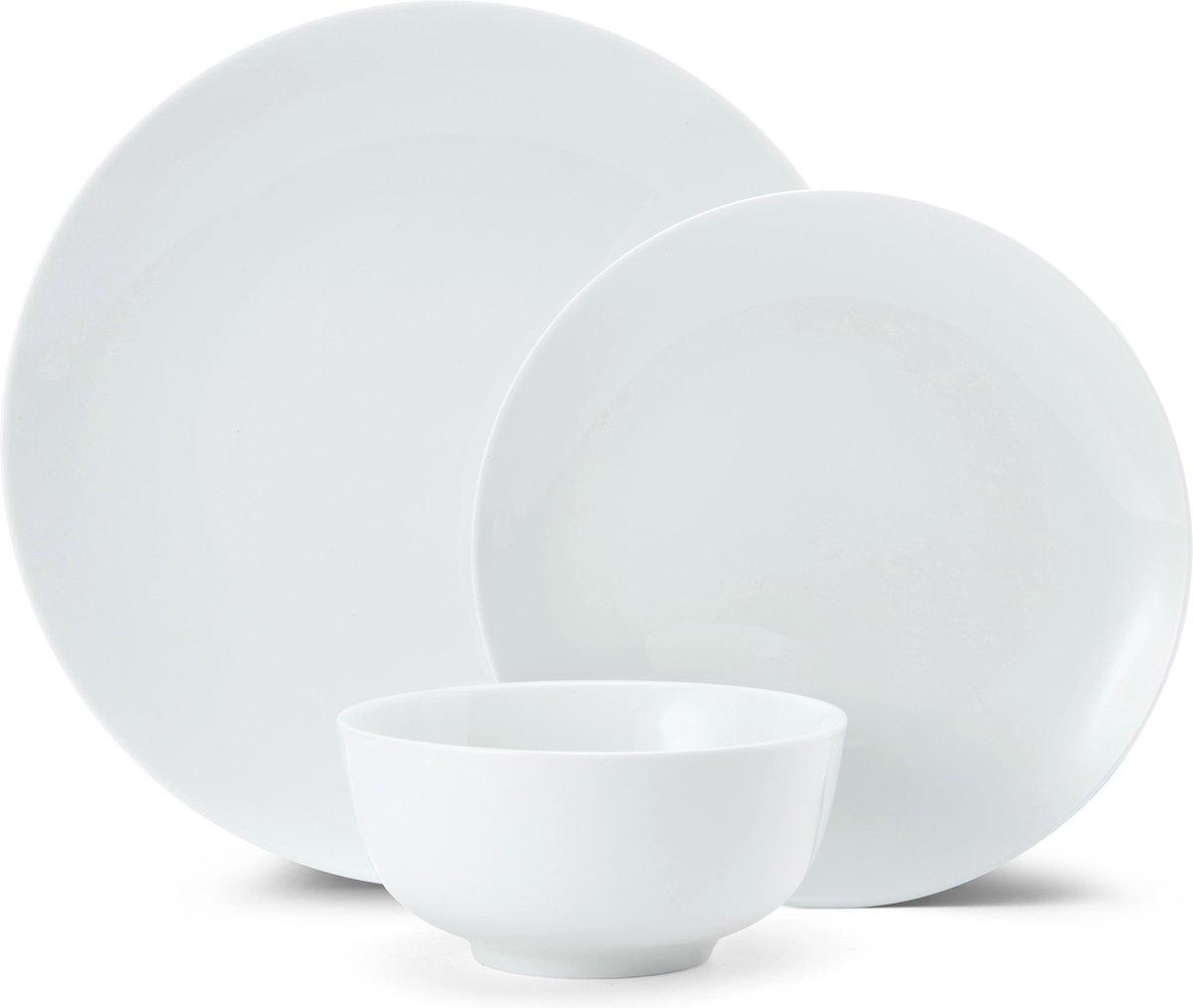 Mikasa Chalk 12-delige porseleinen dinerset, wit servies voor 4 personen - 4x dinerborden, 4x bijzetborden en 4x graankommen - geschenkverpakking, magnetron- en vaatwasmachinebestendig