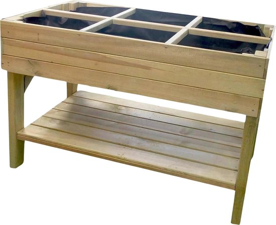 Décorations de jardin | Pot pour potager | Box d'élevage surélevé | 120x60x70cm | Bois de pin imprégné vert | avec du tissu de carotte | 6 sujets