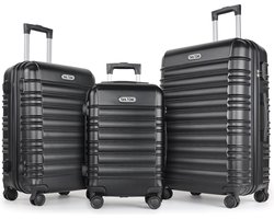 TAN.TOMI Kofferset - 3 Delig - 95L Handbagage + 65L +41L Ruimbagage - Cijferslot - Reiskoffer - Trolley Koffer met Wielen - Zwart