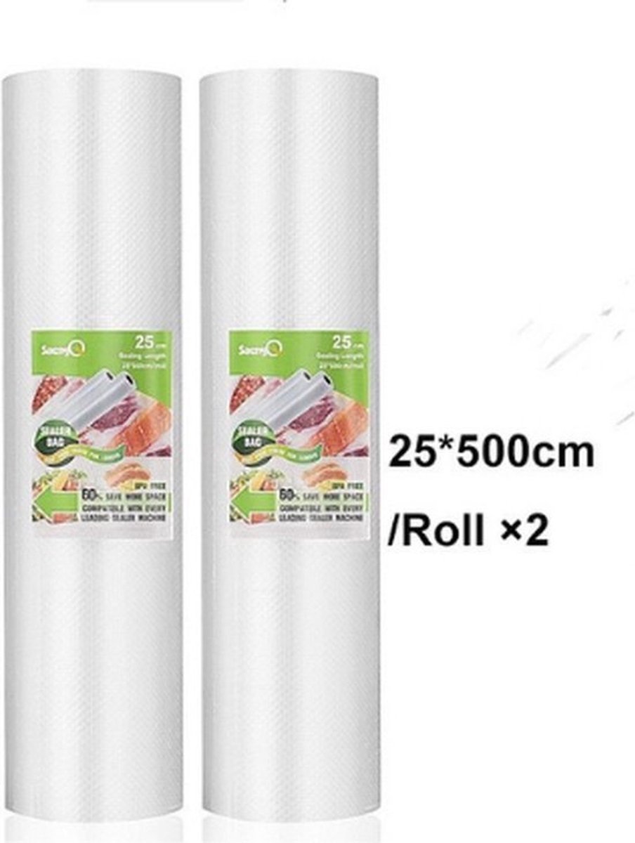 Vacuümrollen - Vacuumzakken Voedsel - Vacuumfolie - 2 stuks - 25x500 cm - Incl. Mini Sealer cadeau