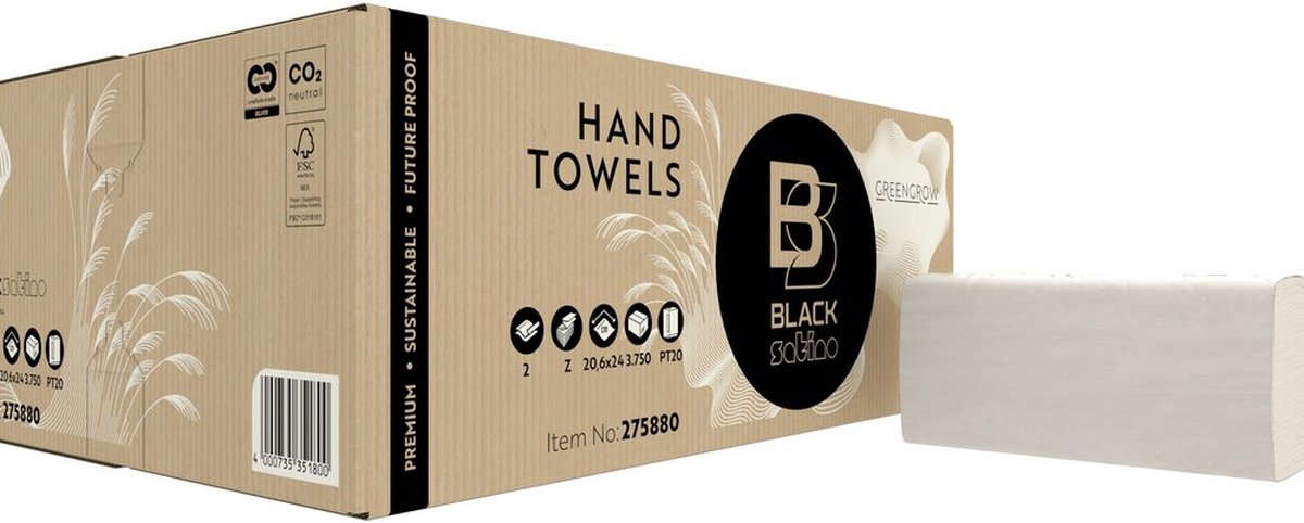 Goedkoopste BlackSatino - GreenGrow - Handdoekpapier - V Vouw - 3750 vel