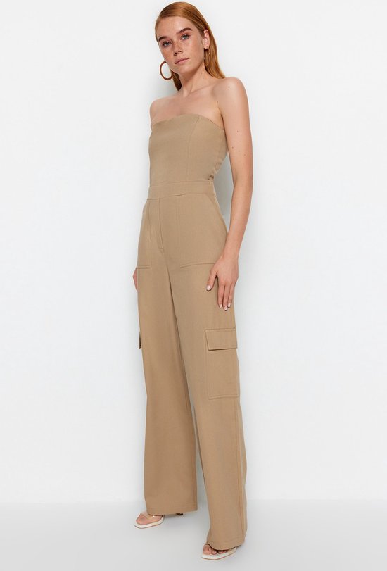 Trendyol Combinaison sans bretelles à manches standard pour femme
