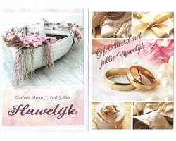 Wenskaart Huwelijk Hartelijk Gefeliciteerd. 10 stuks
