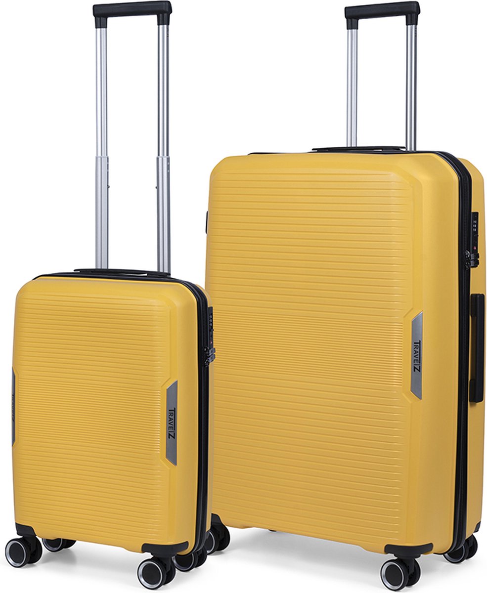 TravelZ Swinger Kofferset 2-delig- Handbagage 55cm + 78cm grote koffer - TSA-slot - Geel