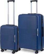 Bol.com TravelZ Swinger Kofferset 2-delig- Handbagage 55cm + 78cm grote koffer - TSA-slot - Blauw aanbieding