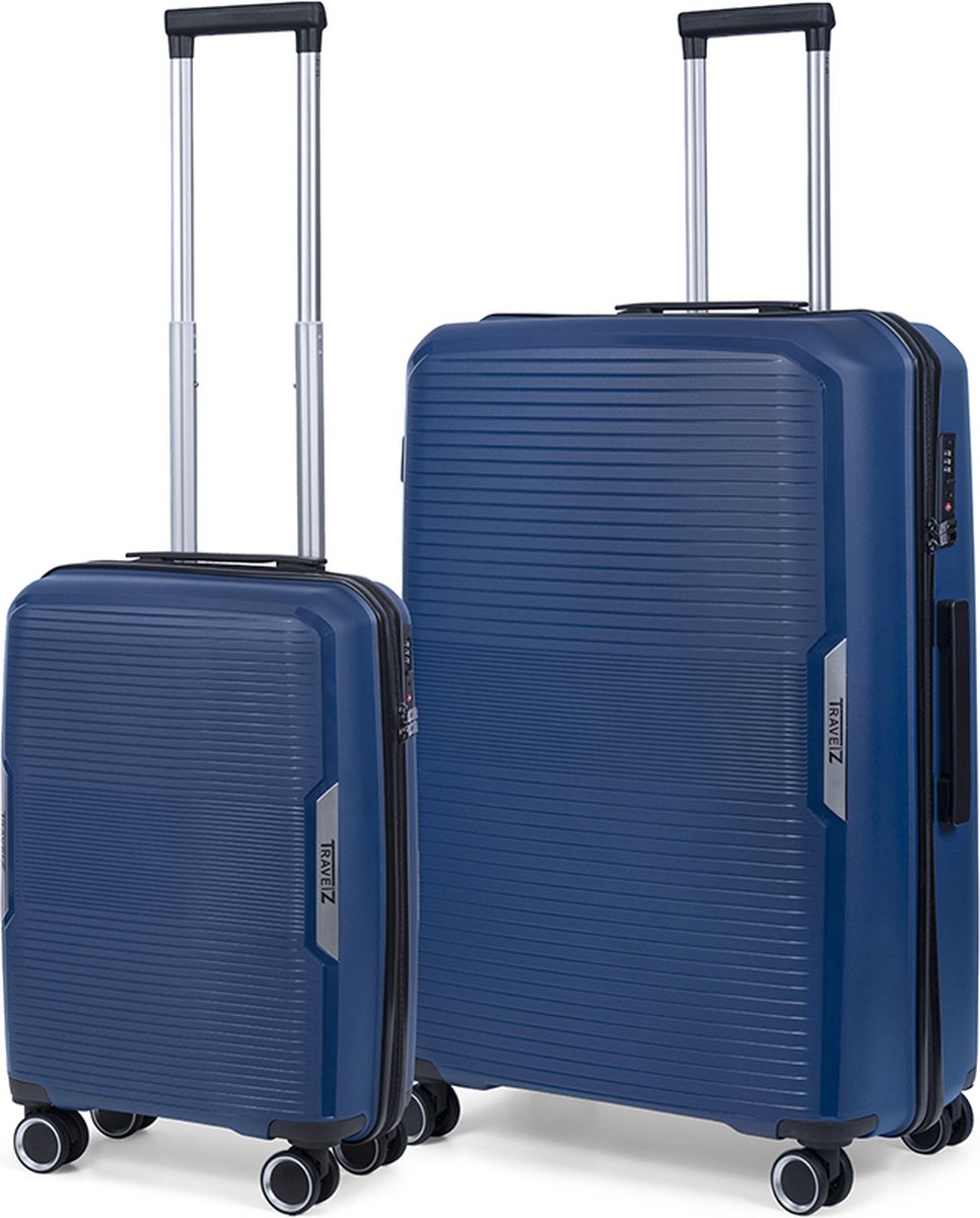 TravelZ Swinger Kofferset 2-delig- Handbagage 55cm + 78cm grote koffer - TSA-slot - Blauw