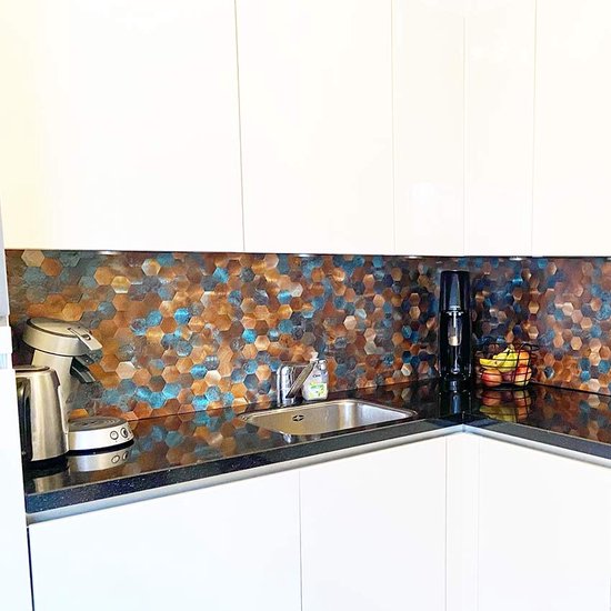 Mosaïque autocollante Hexagone Cuivre Patiné