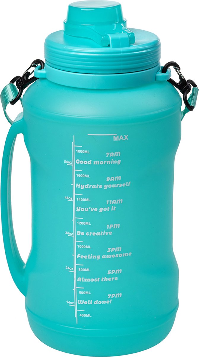 Duradis - Opvouwbare waterfles - Drinkfles - Waterzak - Duurzaam - Siliconen - 2000 ml - Turquoise