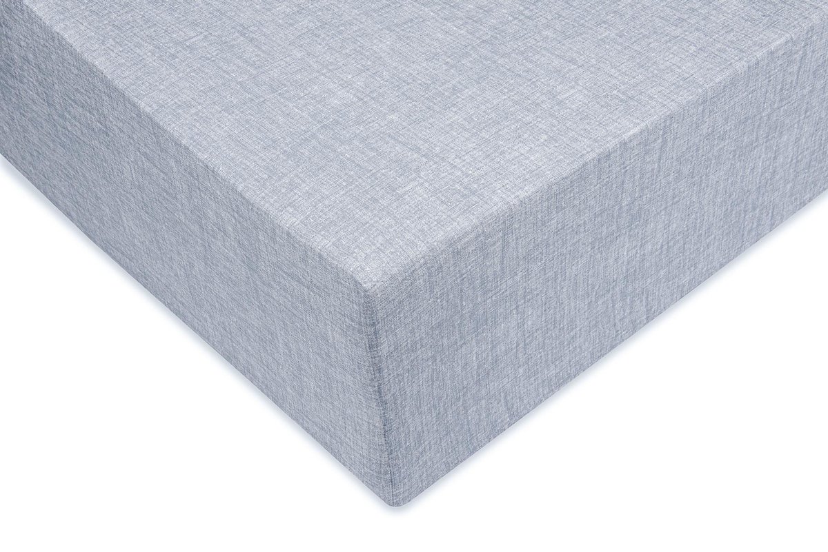 ZO! Home Lino katoen hoeslaken denim blauw - eenpersoons (90x210/220) - rondom elastiek - 