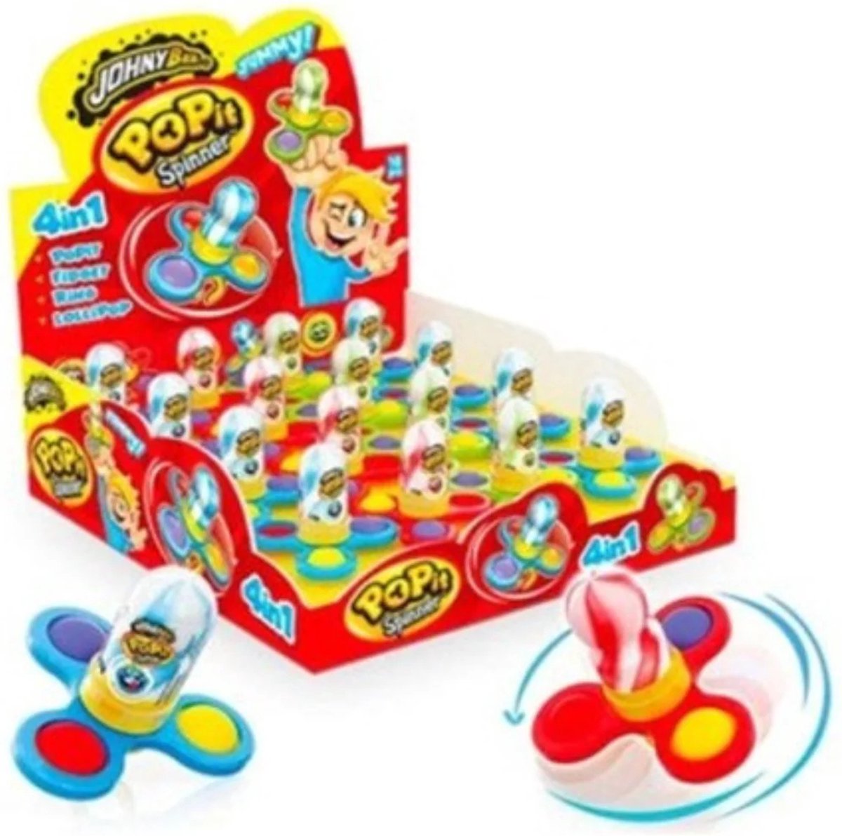 Pop it spinner snoep Johny Bee 16x15 gram