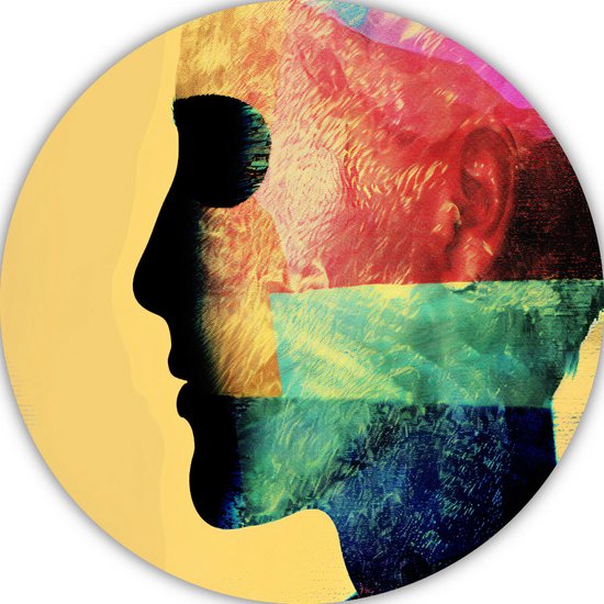 Silhouet wandschalen - Vorm wandpaneel - Wandcirkels Textuur - Wanddecoratie klassiek - Rond schilderij - Slaapkamer decoratie muurcirkel aluminium 100x100 cm