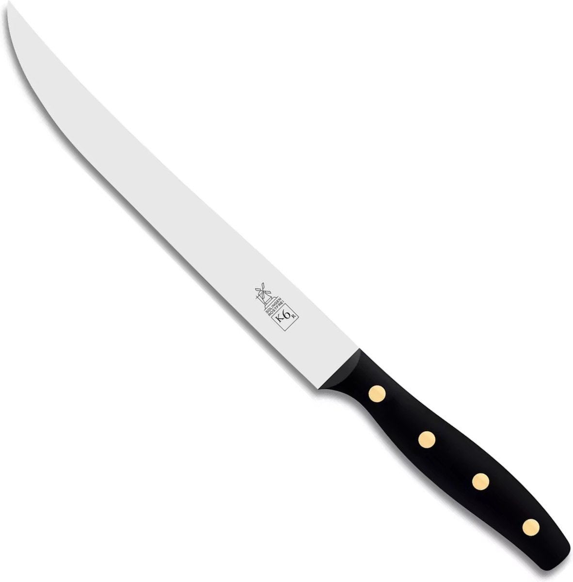 Robert Herder K6R Vleesmes – RVS – Lemmet 20 cm – Heft POM Zwart – Geschenkverpakking