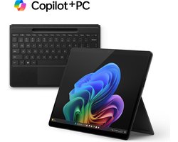Microsoft Surface Pro 11 - OLED Copilot+ Laptop + Toetsenbord - 13 inch Touchscreen - Snapdragon X Elite/16GB RAM/512GB SSD - QWERTY - Zwart Microsoft Surface Pro 11 - OLED Copilot+ Laptop + Toetsenbord - 13 inch Touchscreen - Snapdragon X Elite/16GB RAM/512GB SSD - QWERTY - Zwart