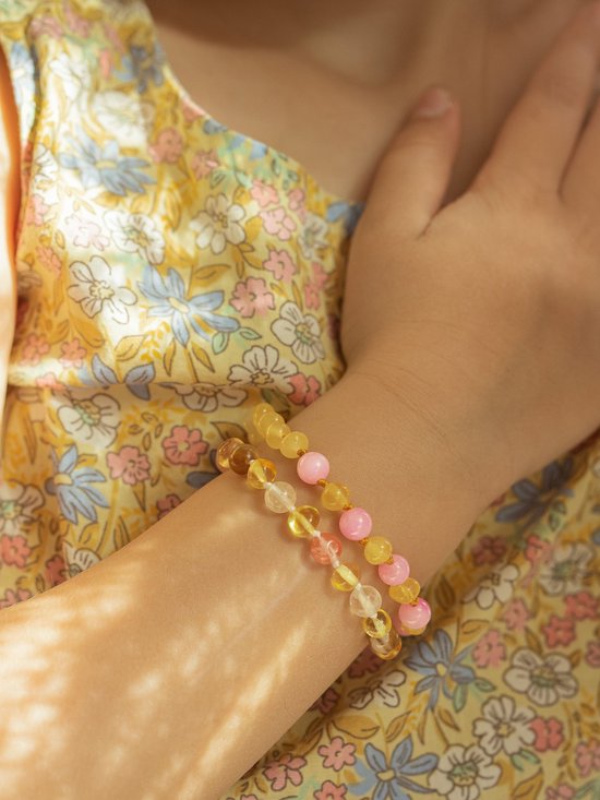 Amberos Barnsteen Armband Baby - Originele Baltische Barnsteen - Enkelbandje - Barnsteen Armband Kind - Kraamcadeau - Baby cadeau - 14 cm - Honey van Amber — afbeelding 3