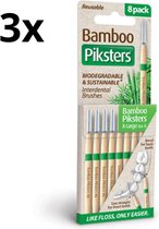 Piksters Bamboe Rechte Ragers - Maat 6 - Groen - 3 x 8 stuks - Voordeelverpakking