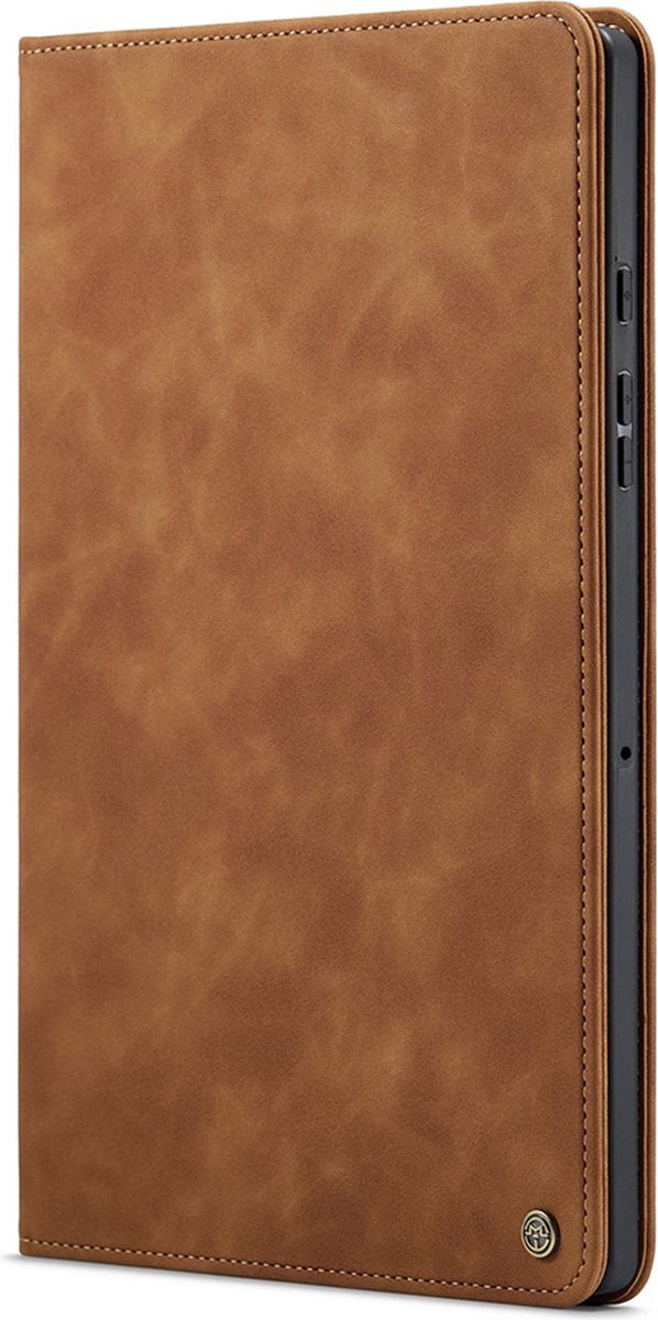 CaseMania Bookcase hoesje geschikt voor Samsung Galaxy Tab S6 Lite - Effen Cognac - Kunstleer