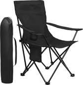 Strandstoel Opvouwbaar - Campingstoel - Vouwstoel - Inklapbaar - Zwart