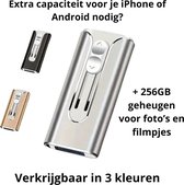 USB Stick voor iPhone & Android telefoon - USB 3.0 4in1 - USB C - 256GB - Mini USB - Flash Drive - Telefoon Geheugenuitbreiding - Zwart