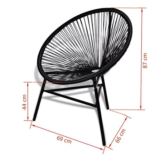 Ovalen Stoel Rotan Zwart - Ei vormige stoel - Kuipstoel | bol.com