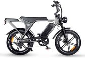 Shopping pour tout le monde Vélo électrique Ouxi V8 Fatbike 250 watts 25 km/h pneus 20" - 7 vitesses noir avec selle marron Ce modèle est autorisé sur la voie publique conformément à la législation néerlandaise.