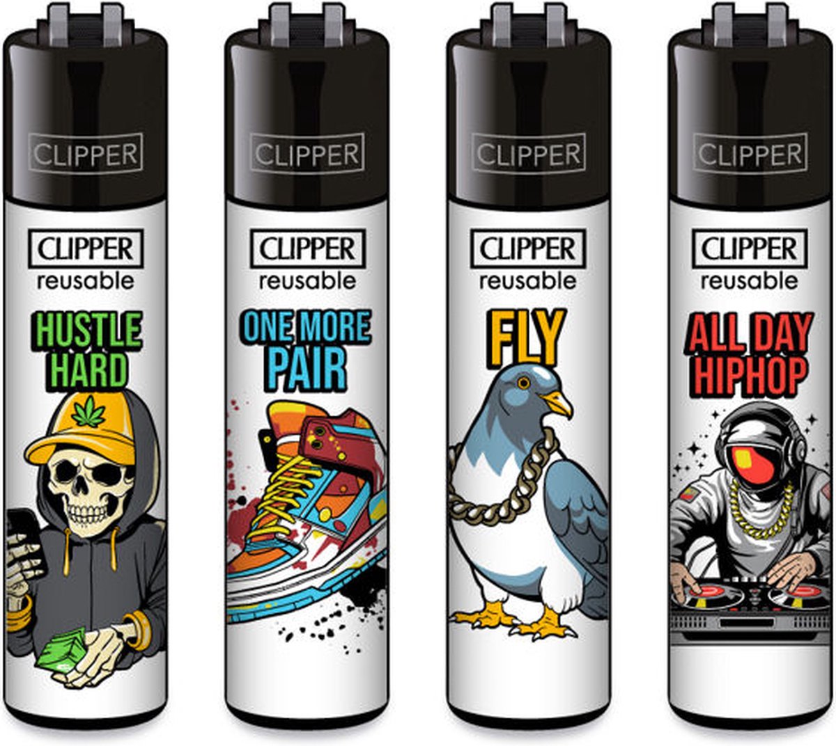 Goedkoopste Clipper Classic Large Aanstekers Urban Slogan (4 Stuks
