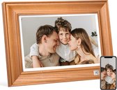 Digitale Fotolijst WiFi 10 inch FHD 1920x1200 Touchscreen Houten Elektronische Fotolijsten met 32GB Geheugen - Deel Foto Video en Muziek met Uw Dierbaren Auto-Rotatie