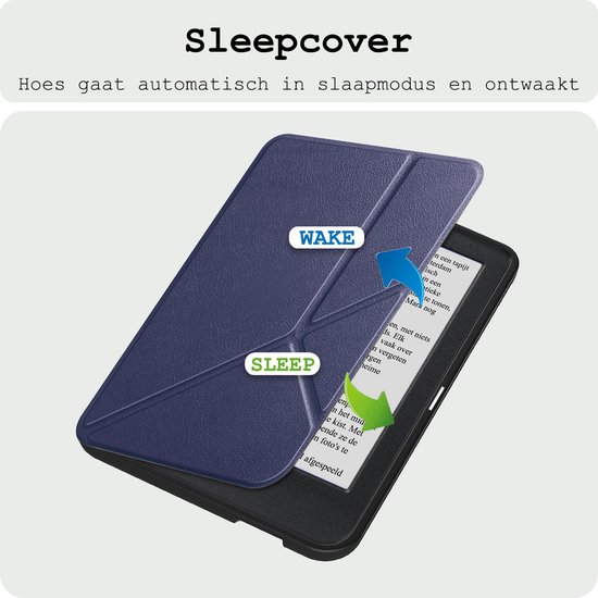 Hoes Geschikt voor Kobo Clara BW Hoesje Bookcase Cover Hoes Trifold Met Screenprotector - Hoesje Geschikt voor Kobo Clara BW Hoes Cover Case - Donkerblauw van Merkloos — afbeelding 4