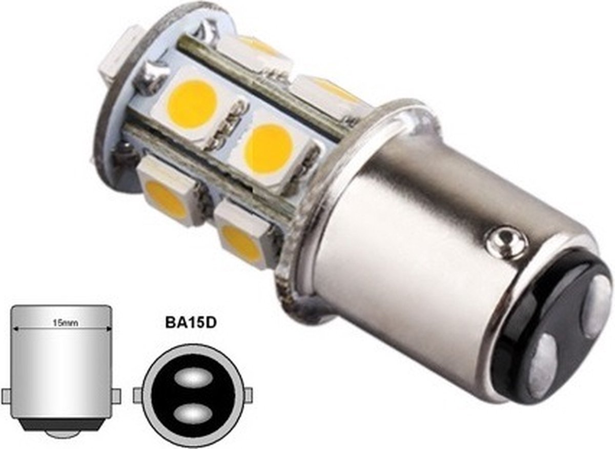 DC Marine LED - BA15D - 13 SMD - Warm wit - 12 en 24 Volt