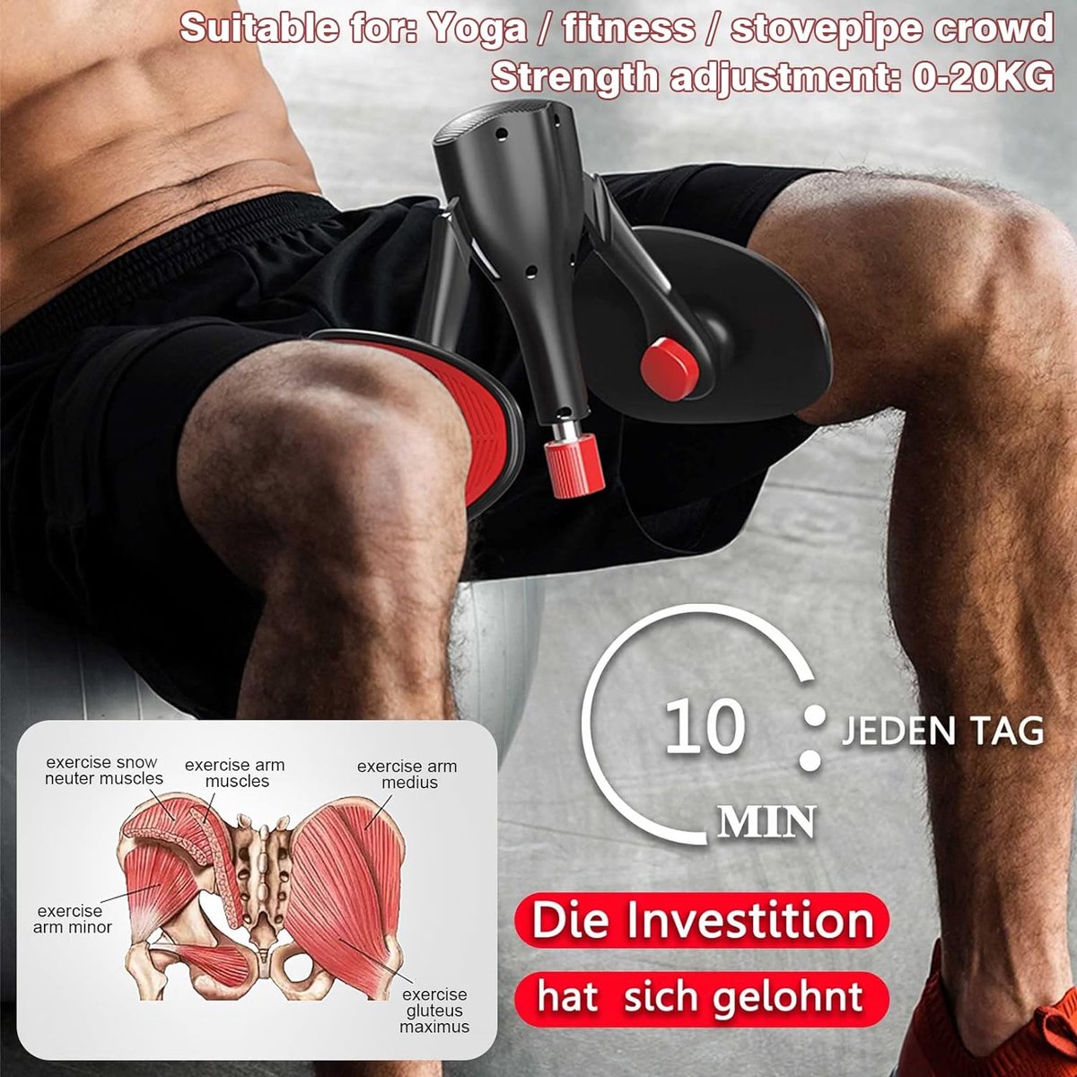 Floor Trainer voor dames en heren (verstelbaar - hoek en kracht), Bekkenbodemtrainer, Multifunctionele beentrainer voor thuis