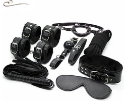 Erodit® Double gag bondage set zwart - 8 delige set- verstelbare riemen - bondage- SM -seks speeltje - BDSM - beginners- koppels - erotisch spel - diepe penetratie- Sex spel - Erotiek- Seks speeltjes koppels - Mannen - Vrouwen