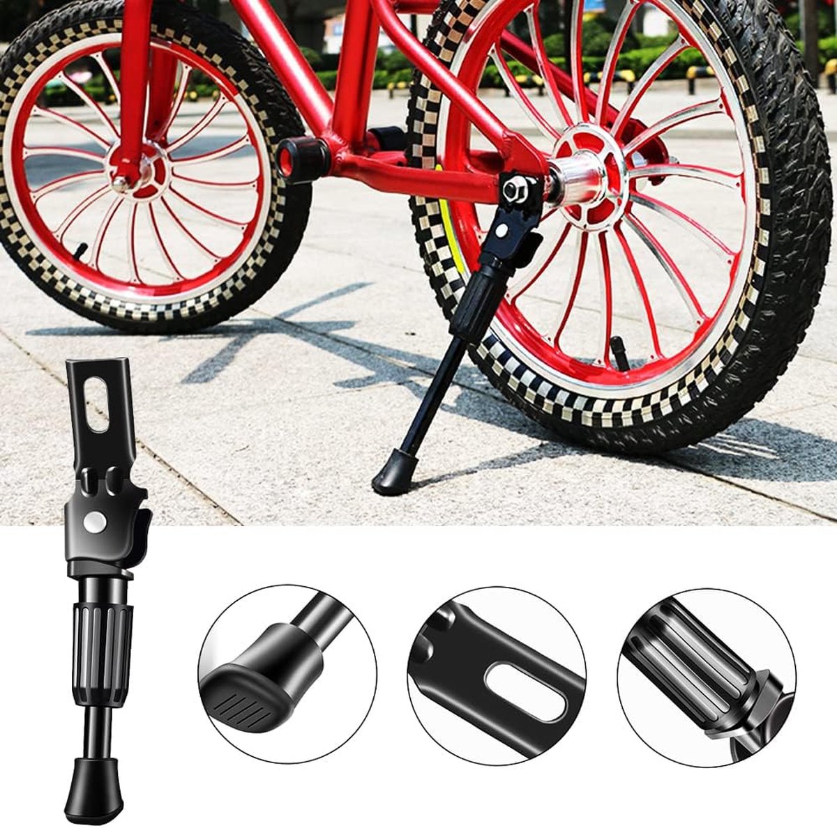 Exporee Fietsstandaard 12 inch voor kinderen, kinderfiets, eenzijdige stand, fietsstandaard voor kinderen, fiets 12 inch fietsstandaard