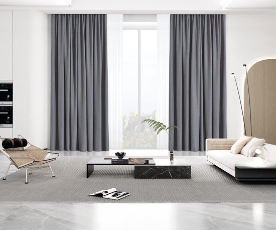 Maroyathome VINCENT - Geheel verduisterend - Plooiband - Lichtdicht - Isolerend - 100 procent verduisterend - Kant en klaar - 150 x 250 cm (b x h) - Grijs
