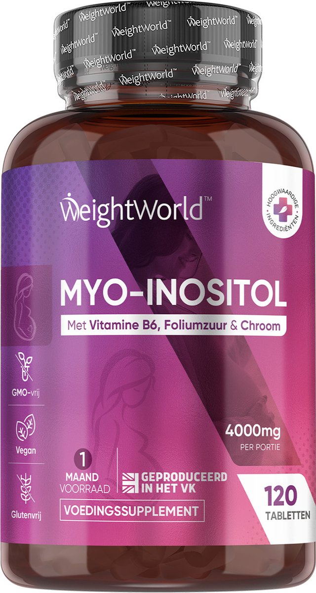 Goedkoopste WeightWorld Inositol tabletten voor Vrouwen - 4000 mg Myo-Inositol - Met Vitamine B6, Foliumzuur en Chroom - 120 vegan tabletten