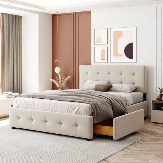 Slaapbank 140×200 cm - met opbergbed - met USB-poort Type-C - roze (zonder matras Slaapbank 140×200 cm - met opbergbed - met USB-poort Type-C - roze (zonder matras