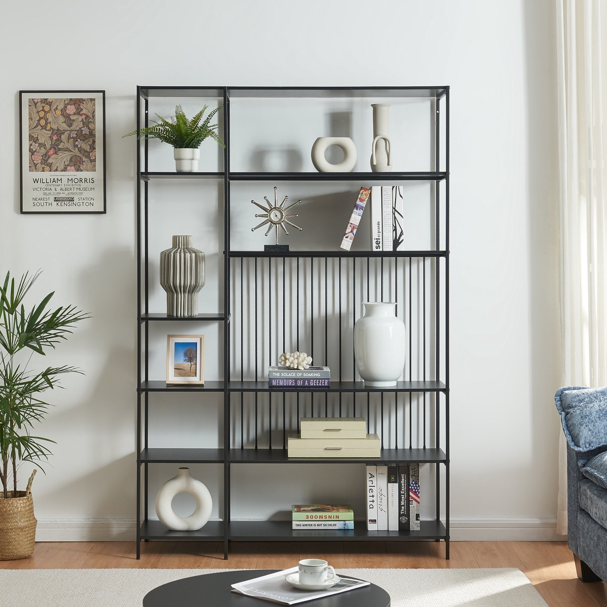 en.casa Boekenkast Rælingen open kast 180x120x32,5 cm zwart [en.casa]