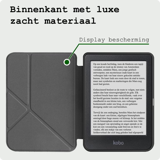 Hoes Geschikt voor Kobo Clara BW Hoesje Bookcase Cover Hoes Trifold - Hoesje Geschikt voor Kobo Clara BW Hoes Cover Case - Donkergroen van CaseBuddy — afbeelding 5