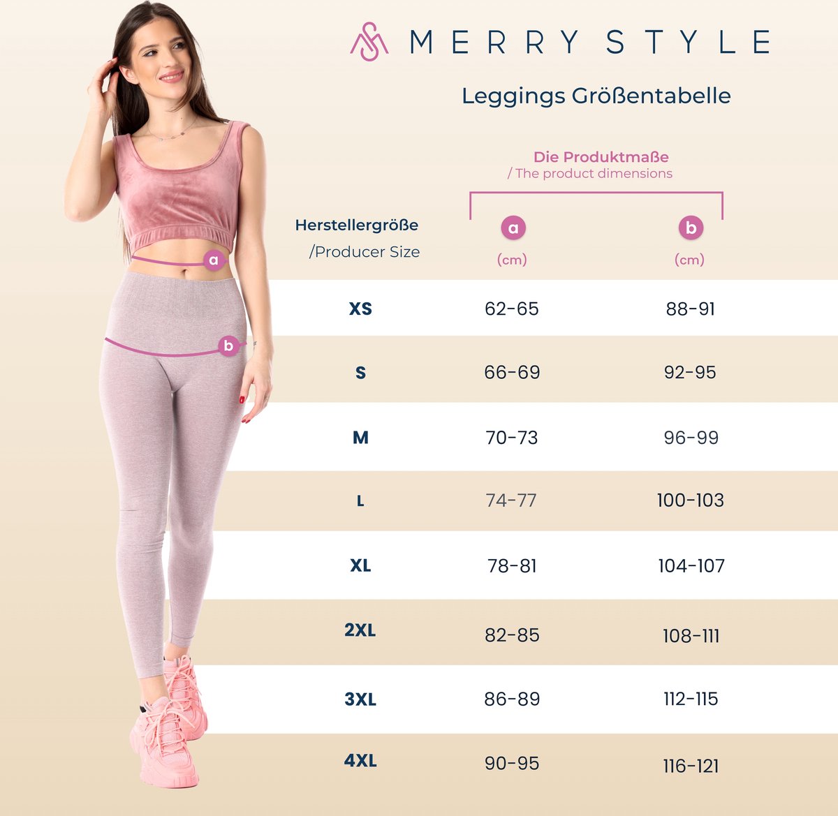 Merry Style MS-MS10-198-LE Dames Leggings - Sport - Vrijetijdsbroek - Lang - Katoen - Sporbroek - Yogabroek - Roze - XS